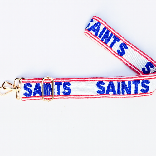 Saints White Beaded Purse Strap