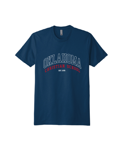 Navy OCS Outline Varsity Arch Letters T-shirt