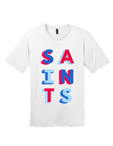 White OCS Saints Color Block Comfort Colors T-shirt