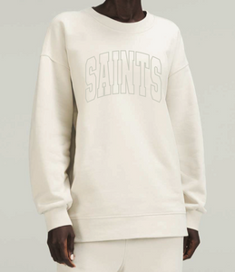 Women Bone Lululemon Embroidered Oversized Crew