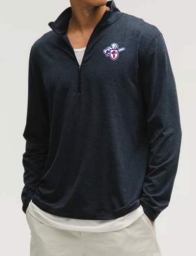 Mens Lululemon Navy 1/2 Zip Embroidered Mascot