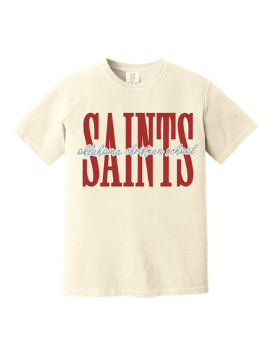 Adult Saints Middle Script Ivory Comfort Colors T-Shirt