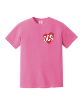Load image into Gallery viewer, Heart OCS Neon Pink Comfort Colors T-Shirt