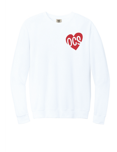 Adult Heart Circle White Comfort Colors Sweatshirt