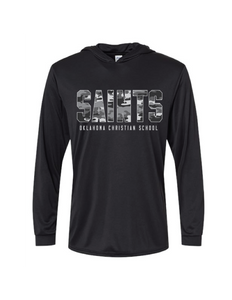 Camo Letters Black Hooded Longsleeve