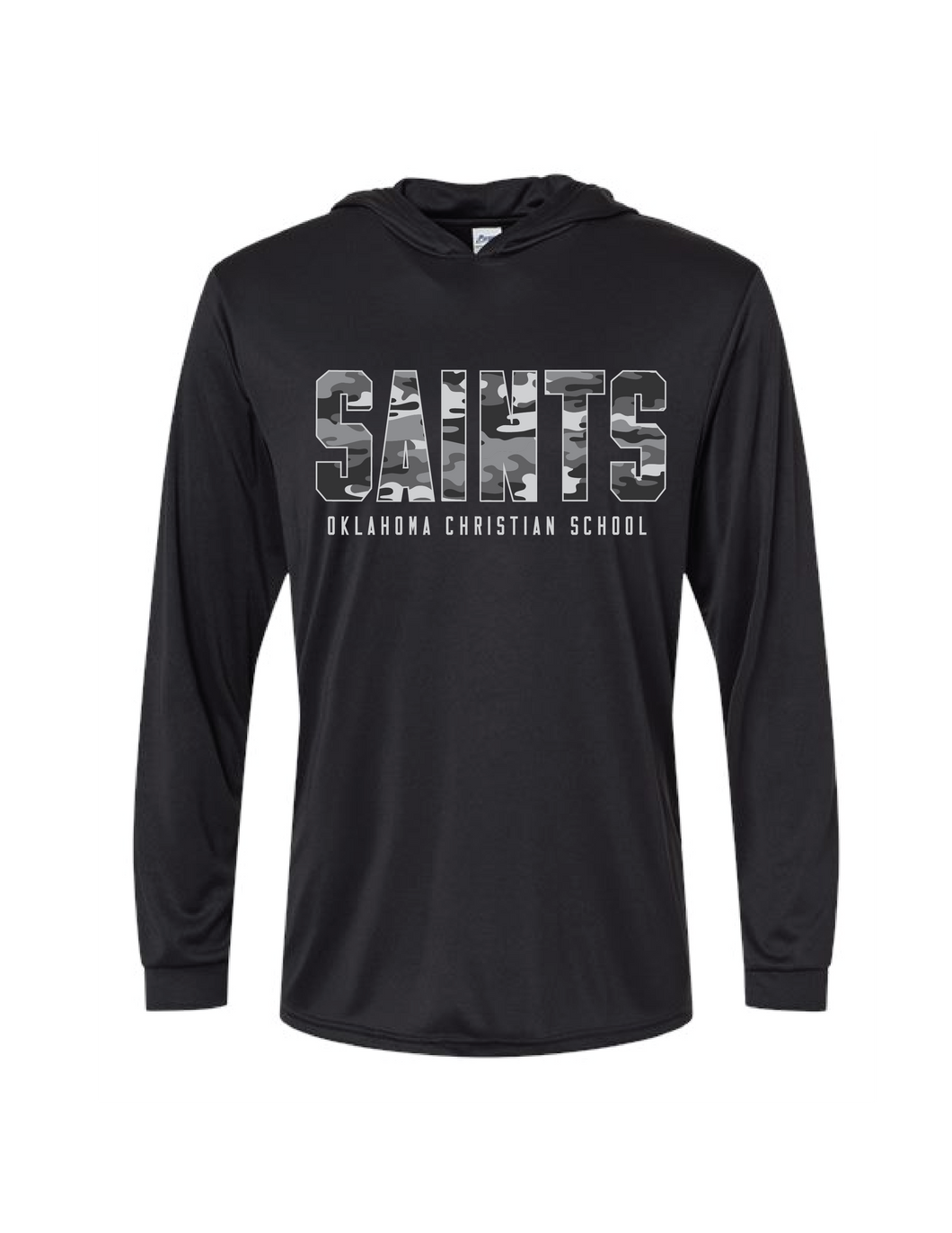 Camo Letters Black Hooded Longsleeve