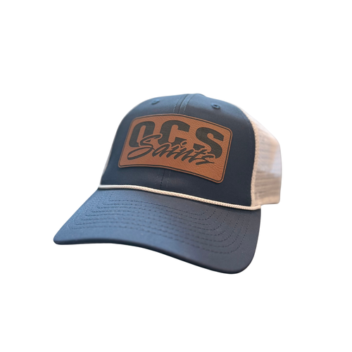 Blue Canvas Hat with OCS Leather Patch